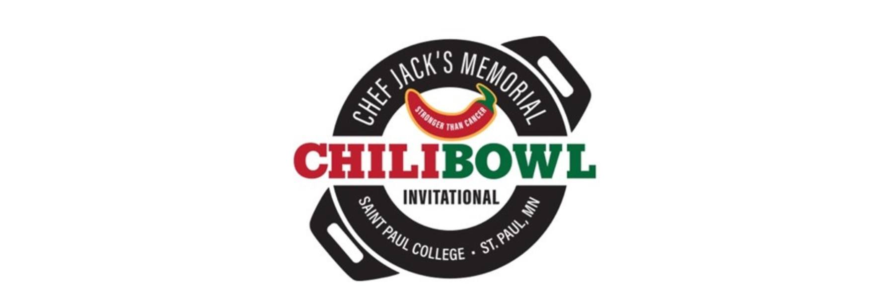 Logo for Chef Jack Chilibowl - Image says "Chef Jack Memorial Chili Bowl" with a red chili pepper