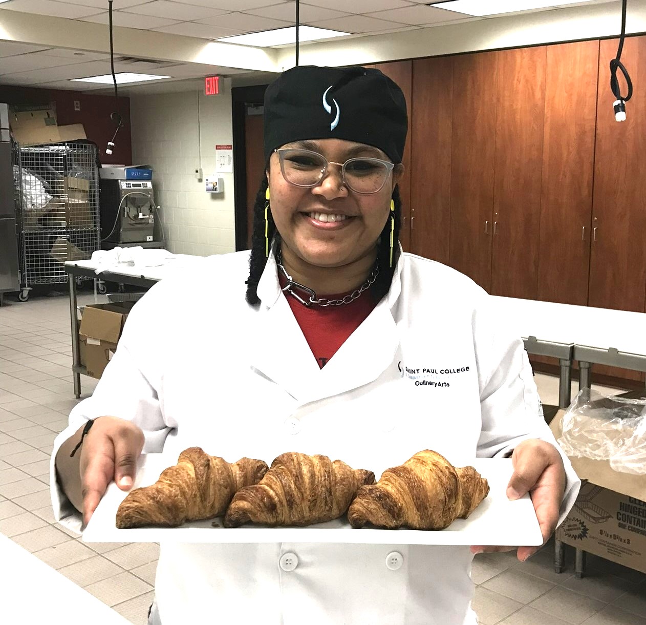 culinary student with croissants