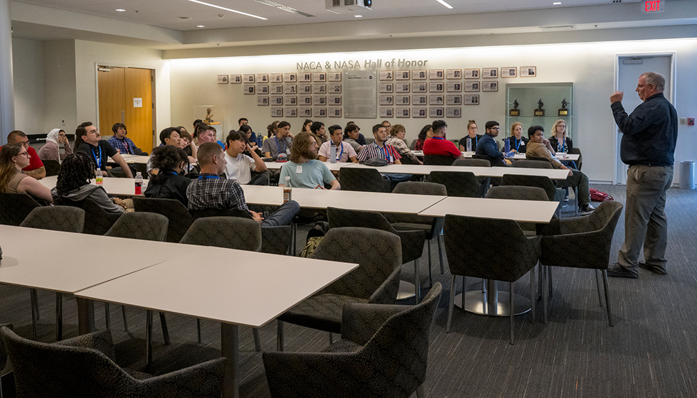 Ike Stuhr in a classroom at NASA